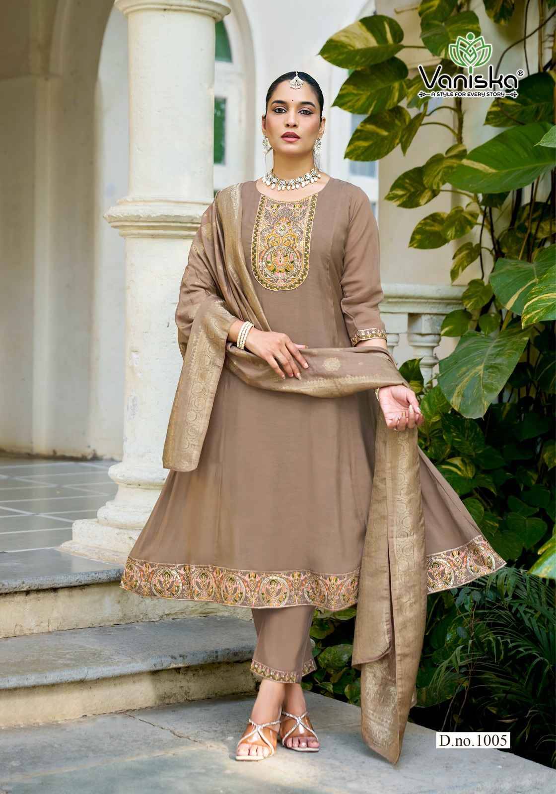 ANARKALI VOL.1 By VANISKA 1001 To 1006 Series Beautiful Festive Suits Colorful Stylish Fancy Ethnic Wear CHANDERI Embroidery Dresses At Wholesale Price